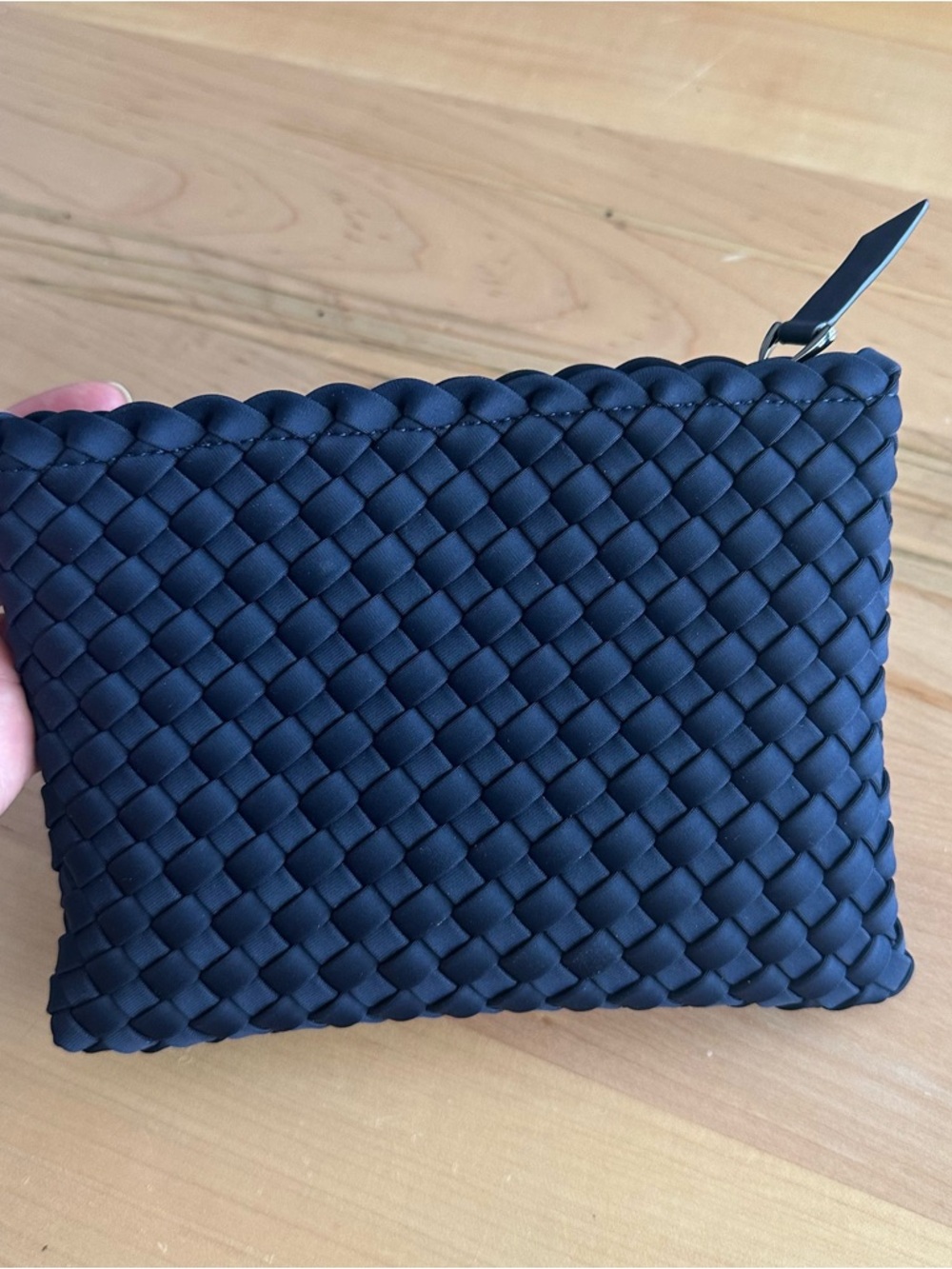 Naghedi navy woven clutch